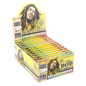BOB MARLEY EXTRA LONG SIZE PURE HEMP PAPERS + TIPS 24/33 PACKS