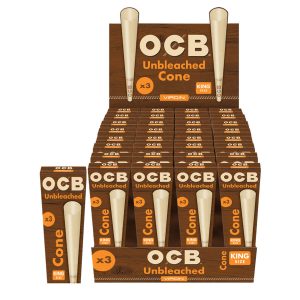 OCB VIRGIN UNBLEACHED CONES KING SIZE 32/3 PACKS