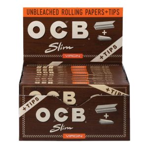 OCB VIRGIN ROLLING PAPERS + TIPS SLIM SIZE 24PCS