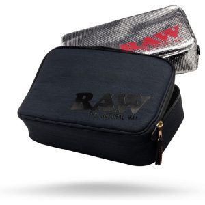 RAW SMELL PROOF SMOKERS POUCH BLACK FULL OUNCE