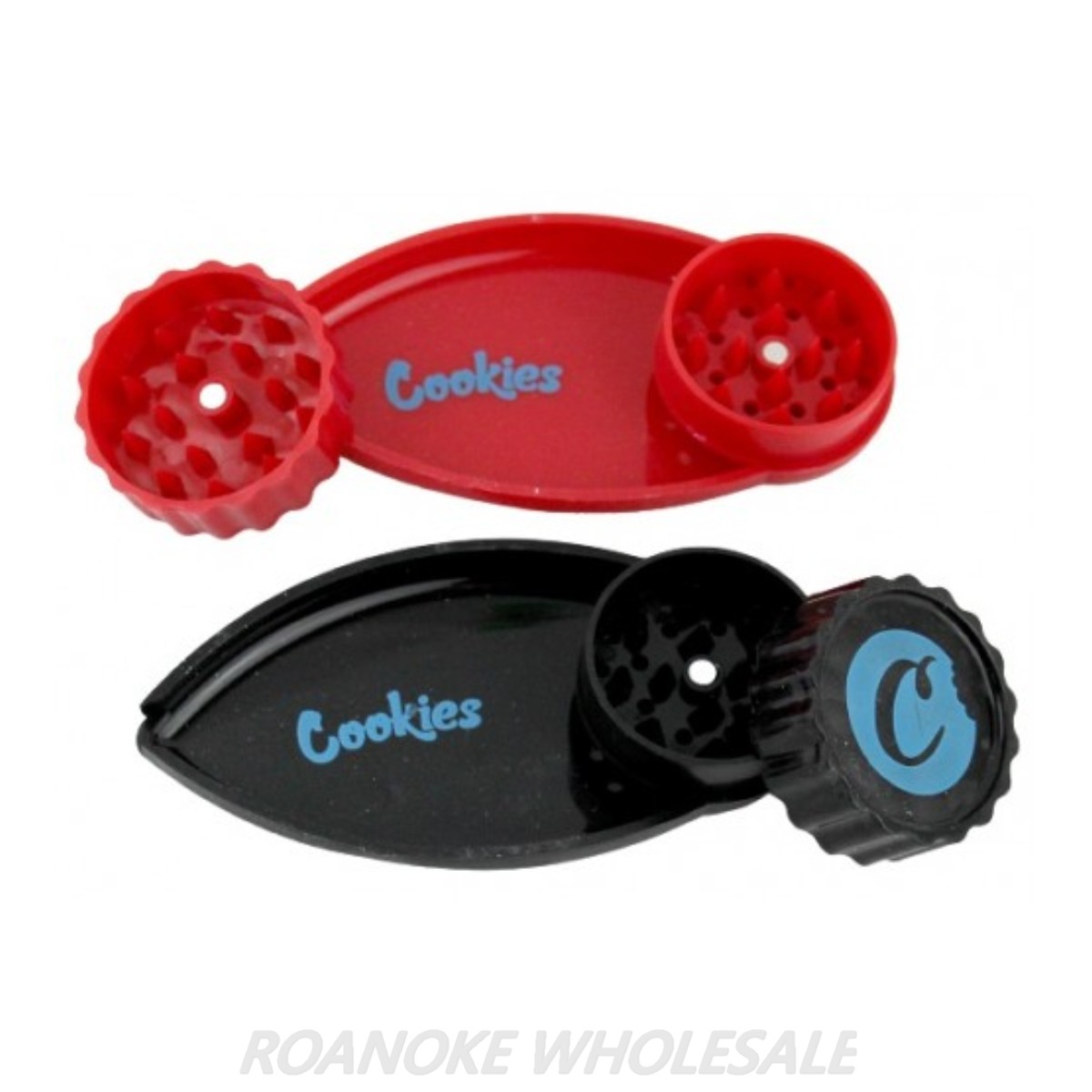 COOKIES 2IN1 40MM PLASTIC GRINDER & TRAY 12 PCS BOX Roanoke Wholesale