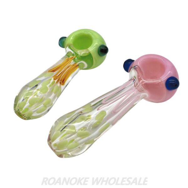 SPOON PIPE (5") SOLID COLORED BOWL WITH CLEAN STEM 2PCS