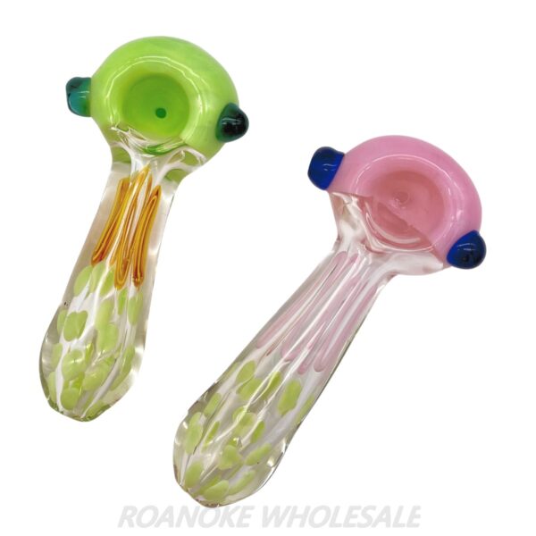 SPOON PIPE (5") SOLID COLORED BOWL WITH CLEAN STEM 2PCS - Image 2