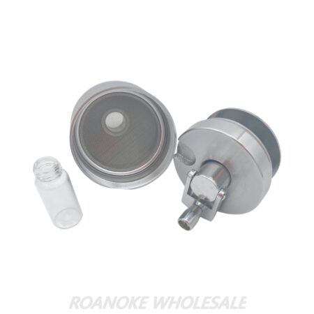SILVER 55MM METAL KIEF GRINDER WITH HANDLE & FUNNEL - Image 2