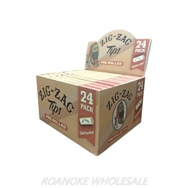 ZIG ZAG UNBLEACHED PREROLLED TIPS 24PCS Roanoke Wholesale