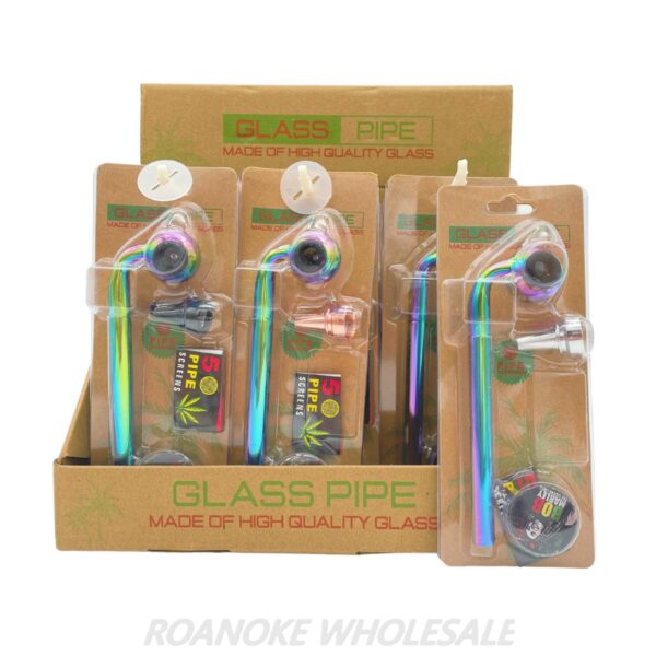 GLASS PIPE KIT / 5 SCREENS 12 PER BOX MIX COLORS Roanoke Wholesale