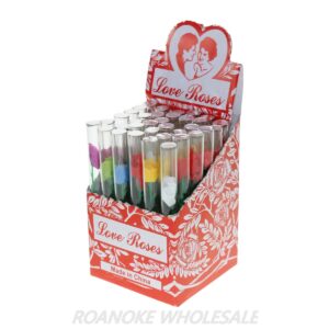 LOVE ROSES 4" GLASS ROSE TUBE 36PCS