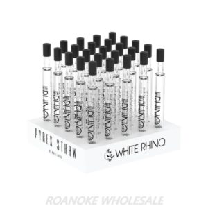 WHITE RHINO PYREX V2 GLASS STRAW/ SILICONE CAP 25CT