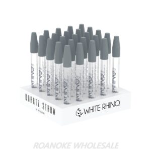 WHITE RHINO QUARTZ GLASS STRAW/ SILICONE CAP 25CT
