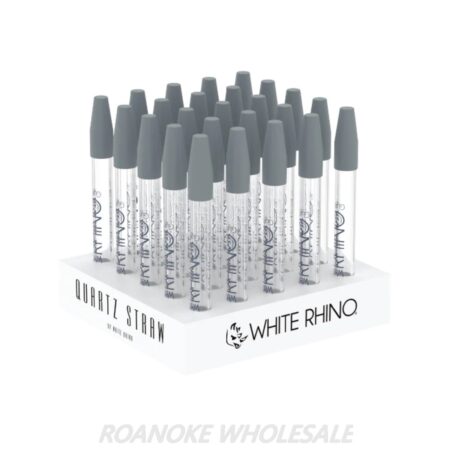 WHITE RHINO QUARTZ GLASS STRAW/ SILICONE CAP 25CT