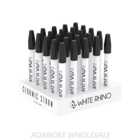 WHITE RHINO WHITE CERAMIC STRAW / SILICONE CAP 25PCS