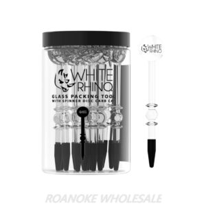 WHITE RHINO GLASS PACKING TOOL WITH SPINNER CARB CAP JAR 15CT