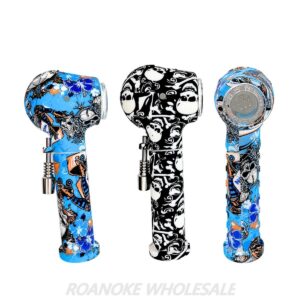 PRINT SILICONE SPOON PIPE & NECTAR COLLECTOR - MIX DESIGNS 5PCS