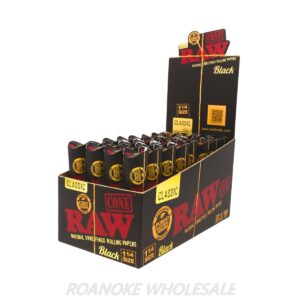 RAW CONE 1&1/4 SIZE BLACK CLASSIC 32/6 PACKS