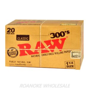 RAW 300'S CLASSIC ROLLING PAPERS 1 1/4 SIZE 20PCS