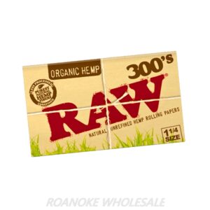 RAW ORGANIC HEMP 300'S CREASELESS ROLLING PAPERS 1&1/4 SIZE 40PCS