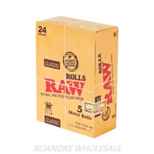 RAW CLASSIC KINGSIZE SLIM 5 METER ROLLS 24PCS