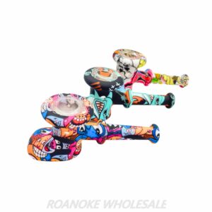 SILICONE HAND PIPE 4.5" GRAPHIC BOOT - MIXED DESIGNS 3PCS
