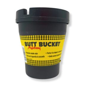 BUTT BUCKET ASHTRAYS - BLACK TOP BLACK BOTTOM 12PCS