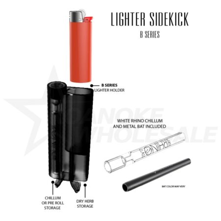 WHITE RHINO LIGHTER SIDEKICK B SERIES TRANSPARENT BLACK 12PCS - Image 2