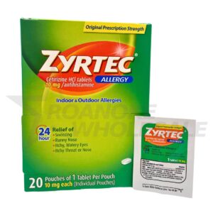 ZYRTEC ALLERGY TABLETS (10MG) EACH 20/1 PACKS