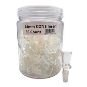 GLASS CONE BOWL INSERT JAR 14MM 36PCS [NO SHIPPING]