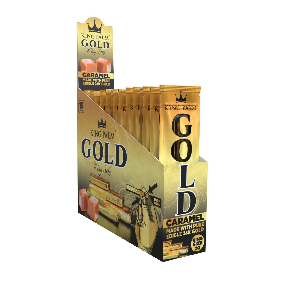 KING PALM WRAP CARAMEL GOLD KING SIZE 15/1 PACKS