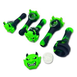 DEVIL SILICONE HAND PIPE - GREEN 3.5" 5PCS