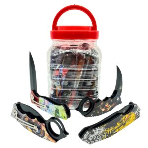 HELIOS POCKET KNIVES JAR - MIXED DESIGNS 18PCS