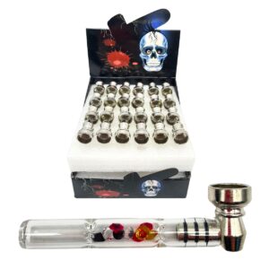 METAL & GLASS PIPE - GEM FILTER (SKULL BOX) 3.5" 24PCS