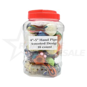 HAND PIPES 4" - 5" ASSORTED DESIGNS JAR 16PCS [NO SHIPPING]