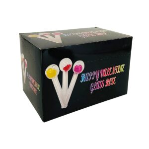 HAPPY VALENTINE GLASS ROSE 4" 24PCS