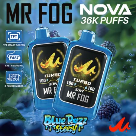 MR FOG NOVA 36000 BLUE RAZZ STEEZY DISPLAY 16 FLAVORS 160PCS - Image 2