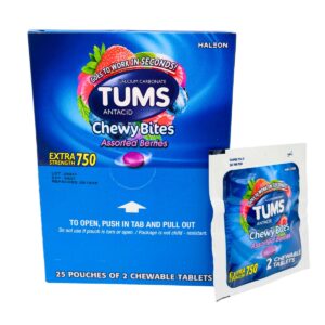 TUMS ANTACID CHEWY BITES - EXTRA STRENGTH 750 - ASSORTED BERRIES 25/2 PACKS