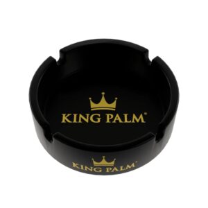 KING PALM BLACK GLASS ASHTRAY WITH FELT BOTTOM