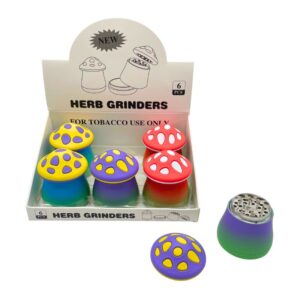 METAL HERB GRINDERS 55MM MUSHROOMS 6PCS