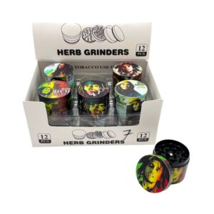 METAL HERB GRINDERS 40MM BOB MARLEY 12PCS