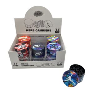 METAL HERB GRINDERS 55MM FASHION PRINT 12PCS