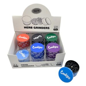 METAL HERB GRINDERS 55MM SOLID COLOR COOKIES 12PCS