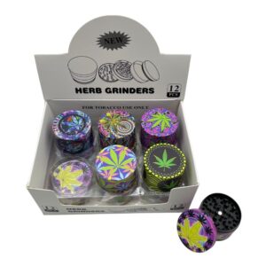 METAL HERB GRINDERS LEAF DESIGNS 12PCS