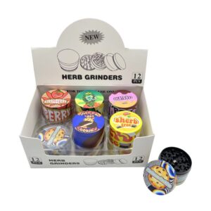 METAL HERB GRINDERS SNACKS DESIGNS 12PCS