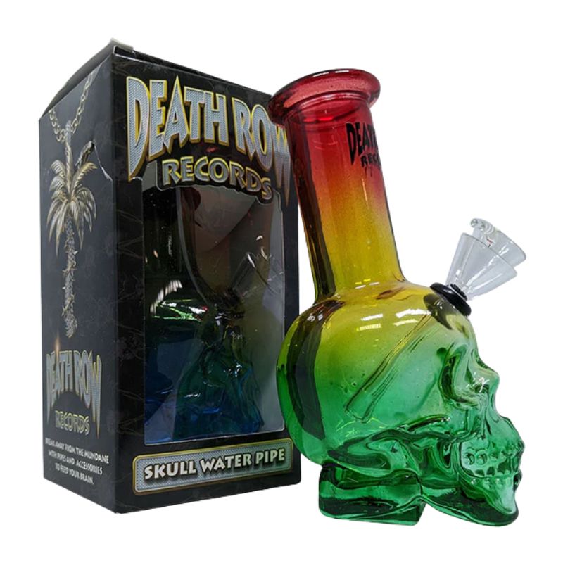 SWED GLASS DEATH ROW RECORDS 5" SKULL WATER PIPE