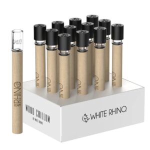 WHITE RHINO WOOD CHILLUM WITH SILICONE CAP 12PCS