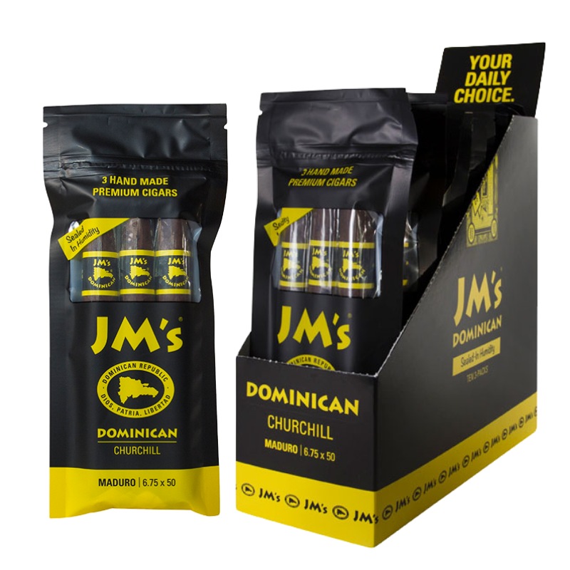 JM'S DOMINICAN CHURCHILL MADURO CIGARS 6.75X50 10/3 PACKS