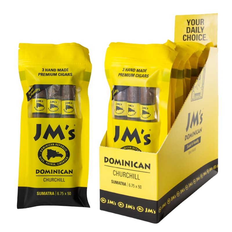 JM'S DOMINICAN CHURCHILL SUMATRA CIGARS 6.75X50 10/3 PACKS