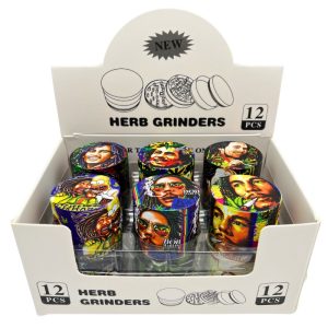 METAL HERB GRINDERS 40MM BOB MARLEY & HOMER 12PCS