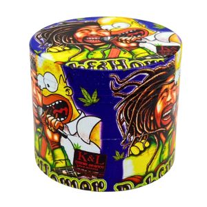 METAL HERB GRINDERS 40MM BOB MARLEY & HOMER 12PCS