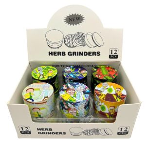 METAL HERB GRINDERS 44MM RICK & MORTY MIXED DESIGNS 12PCS