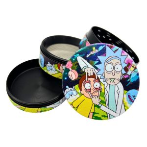 METAL HERB GRINDERS 44MM RICK & MORTY MIXED DESIGNS 12PCS