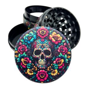 PLASTIC HERB GRINDER SUGAR SKULLS MIXED DESIGNS 12PCS